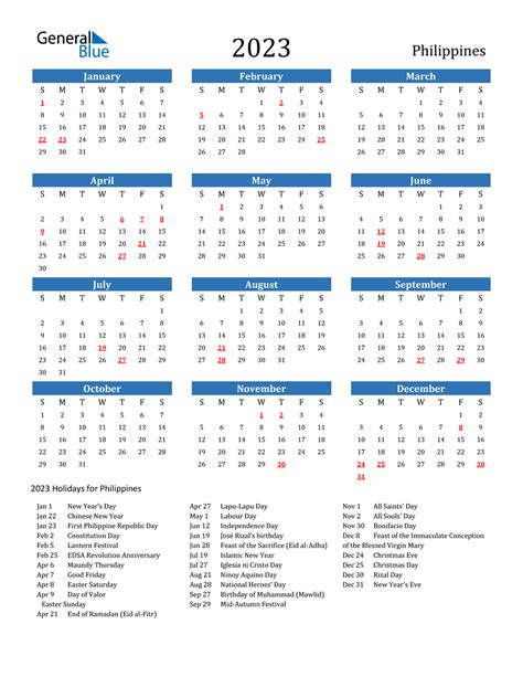 philippine calendar 2023